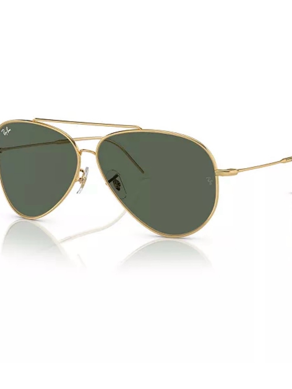 Ray-Ban Gold Frame Aviator Sunglasses with Green Lenses